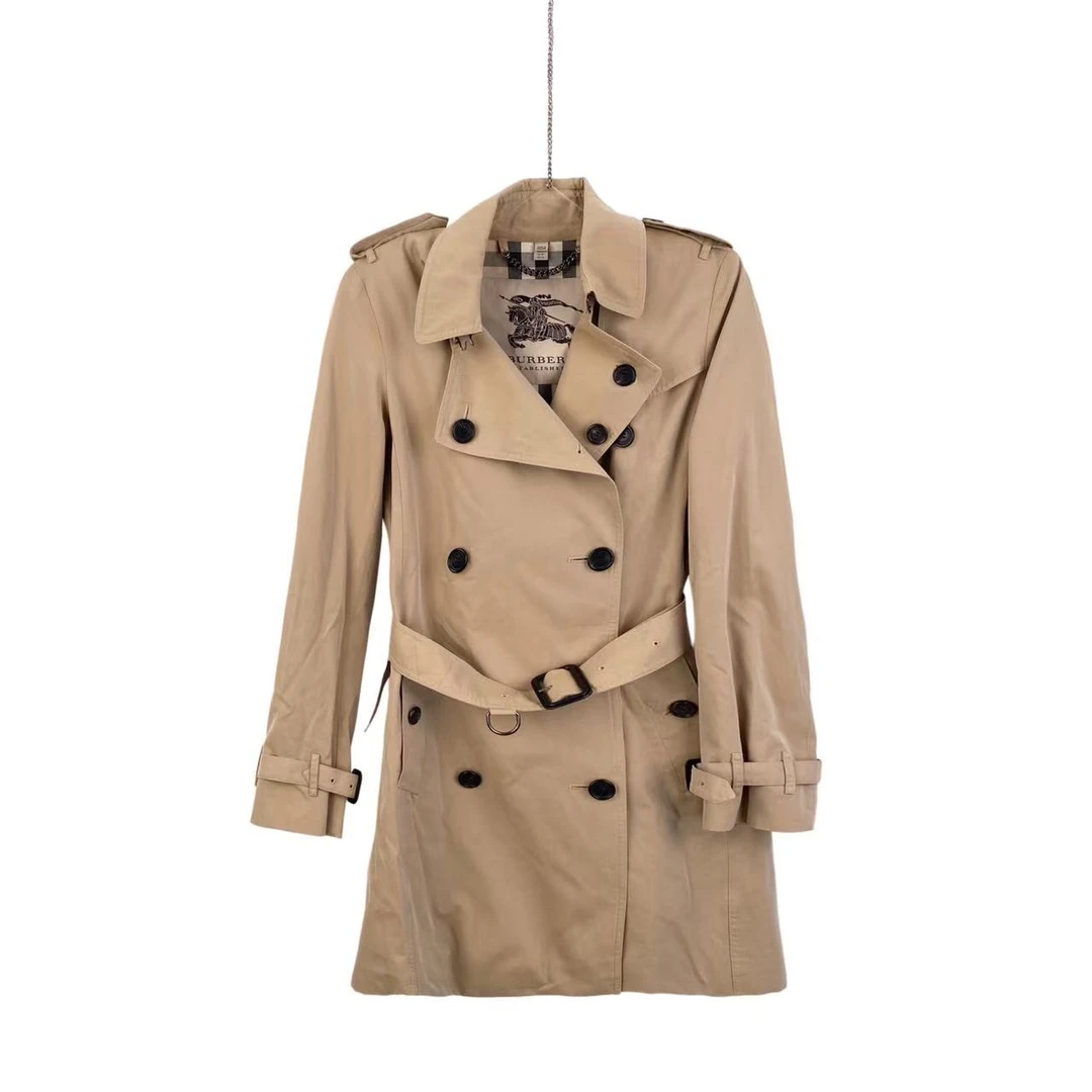 95新 BURBERRY/博柏利 bb1930 棉 切尔西双排扣长款风衣 uk6码