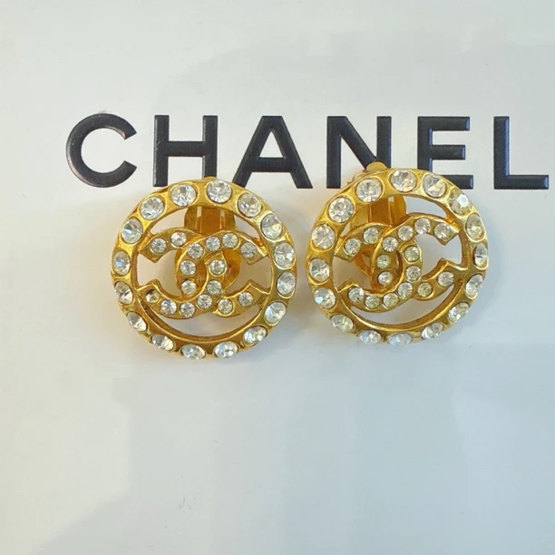 95新 Chanel/香奈儿 Chanel vintage香奈儿中古钻钻耳夹