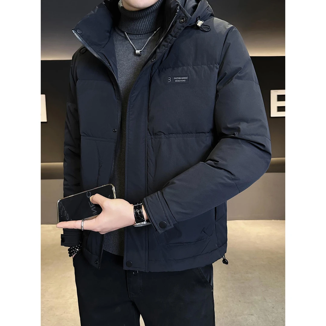 轻奢痞帅男装可拆卸连帽羽绒服男款冬季加厚2025新款美式休闲外套