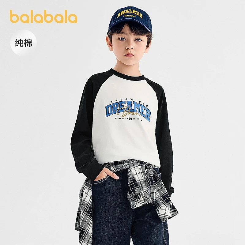 【商场同款】巴拉巴拉儿童长袖t恤男童女童2025秋季新款纯棉上衣