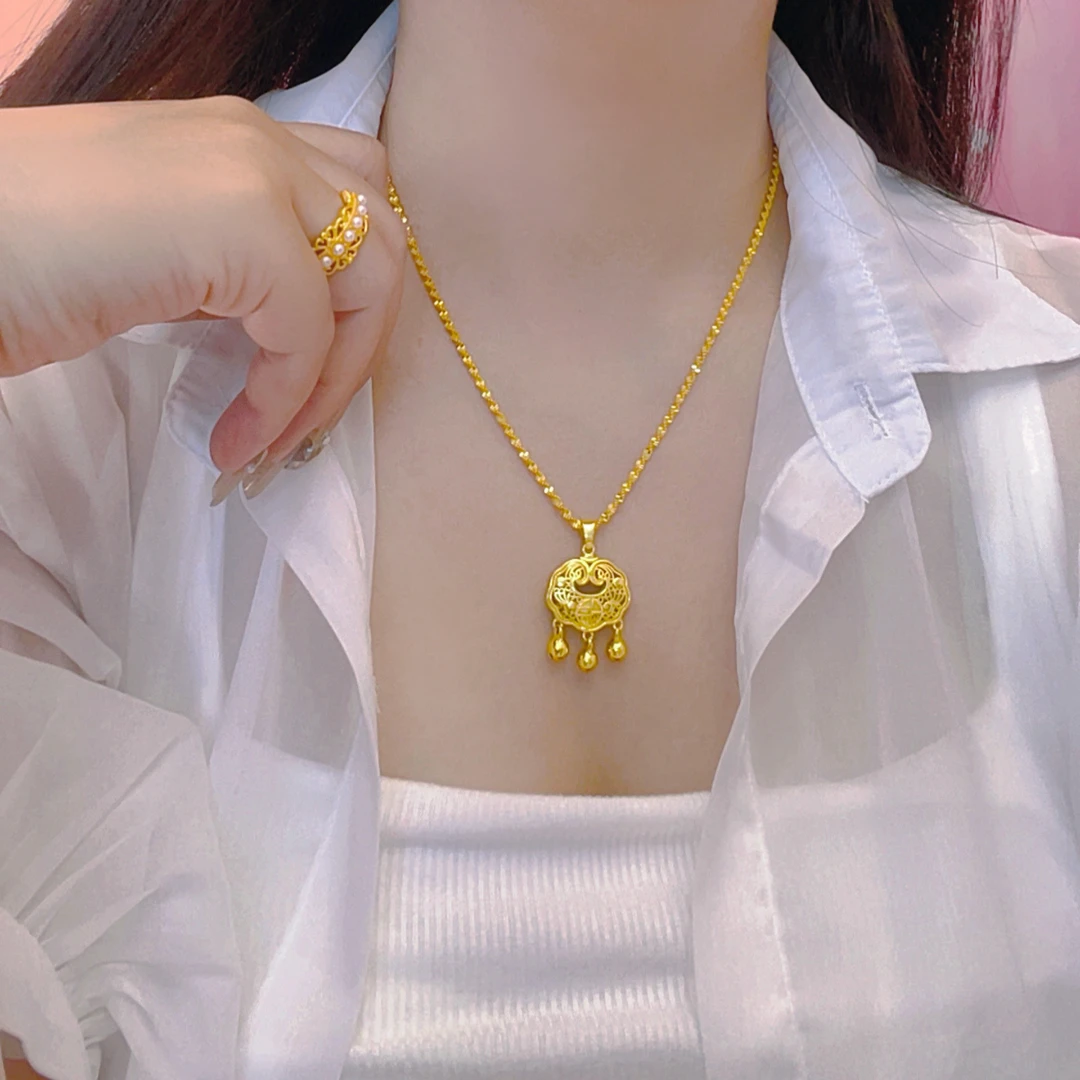 平安长命福锁项链 M扣 Y