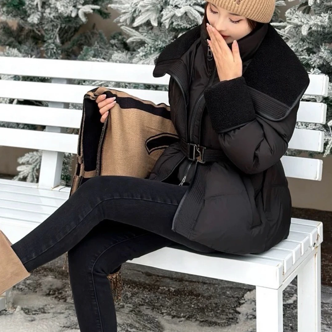 2025国标羽绒服女士冬季新款大翻领收腰显瘦气质短款小个子羽绒服