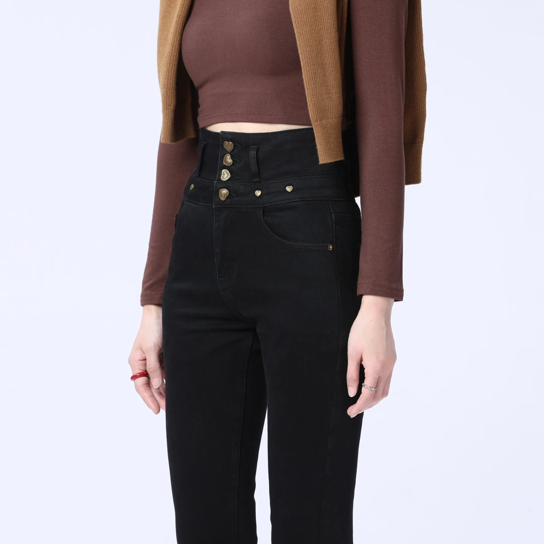 BXZ816澳琪森2025新款抓绒高腰弹力紧身小脚牛仔裤时尚提臀收腹