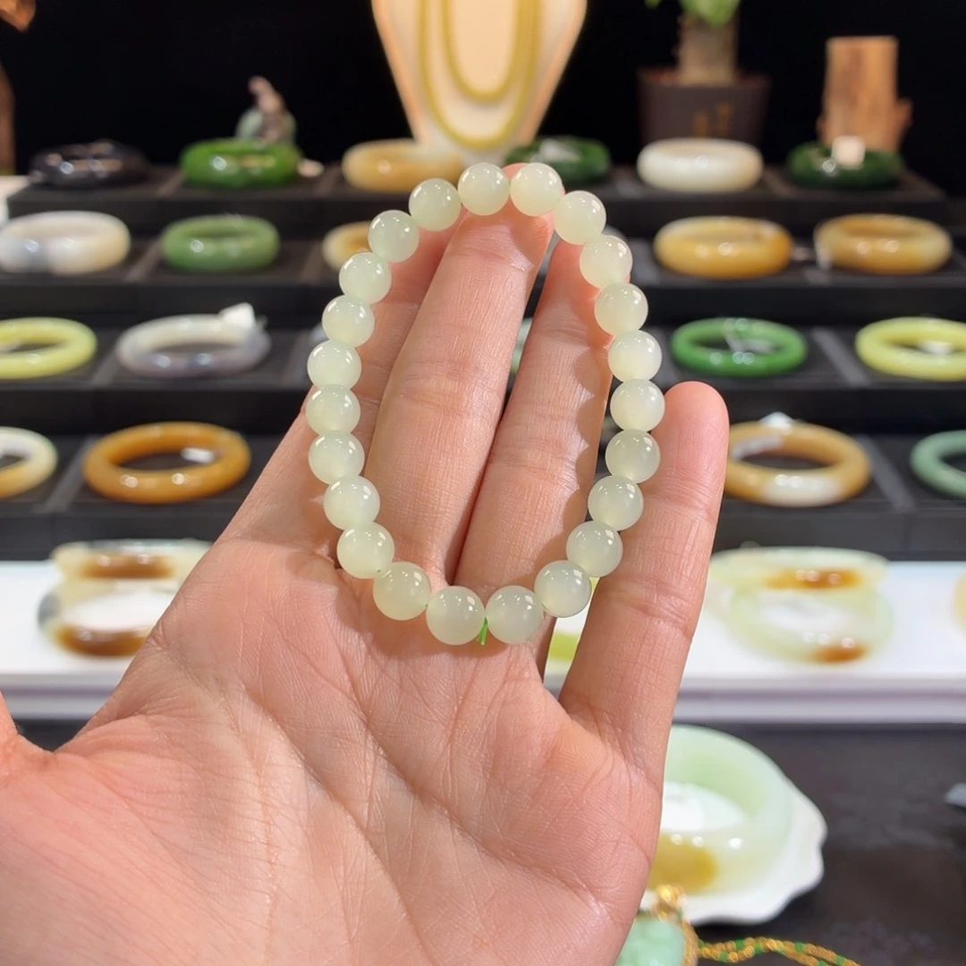 和田玉未镶嵌手串起荧光晴水卡8