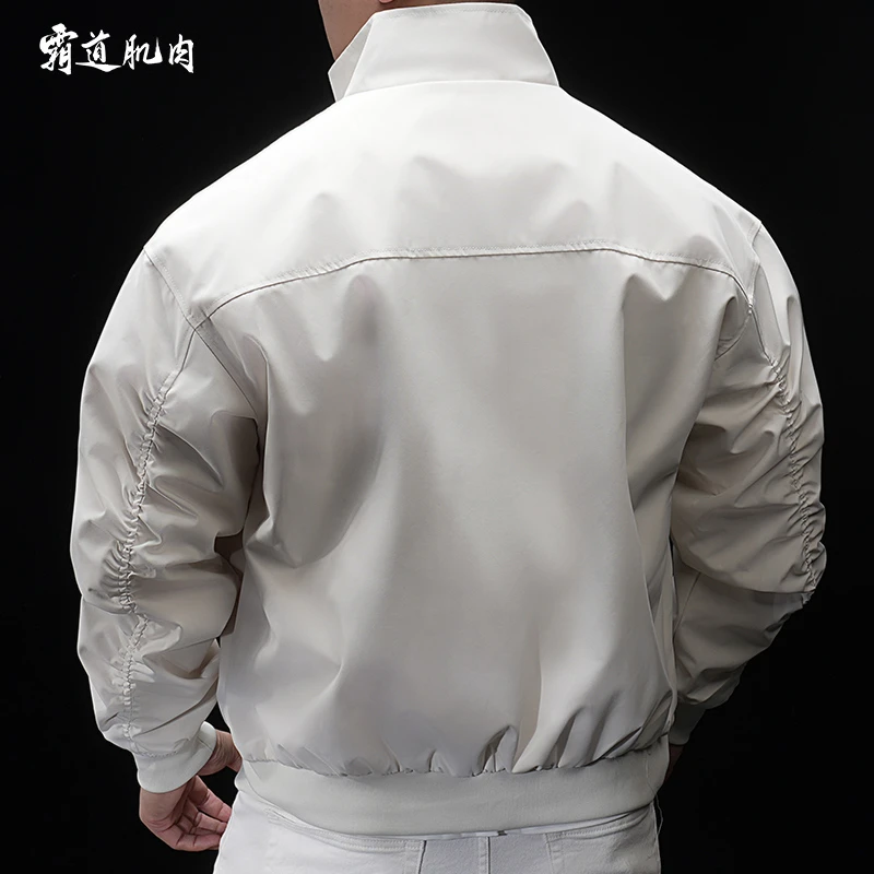 霸道肌肉 男士运动外套春秋款休闲夹克宽松大码百搭舒适保暖简