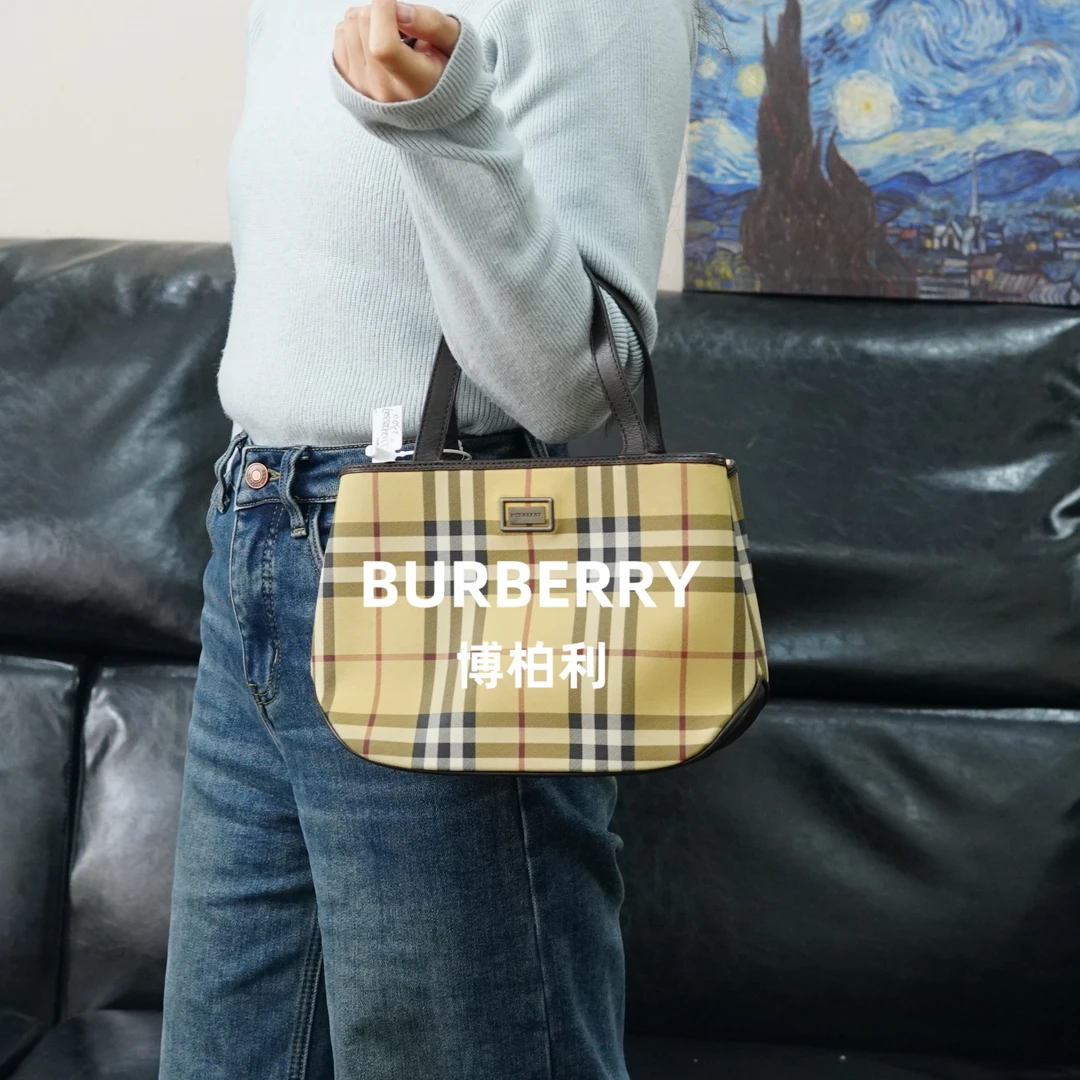 95新 BURBERRY/博柏利 格纹手提包/JJ12125327/5327