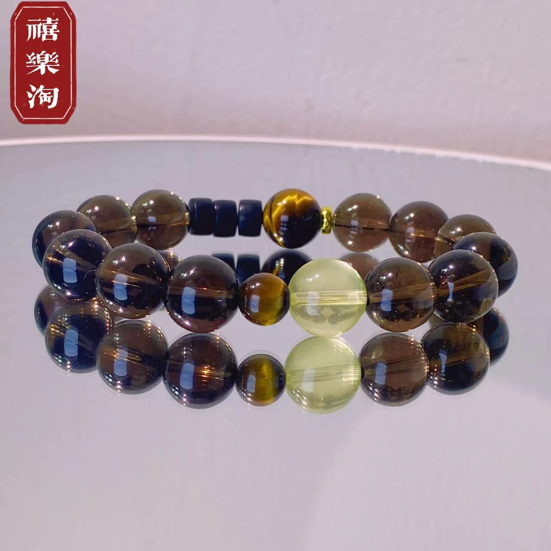 【禧乐淘珠宝】金鑫虎12mm-天然茶晶黄水晶虎眼石设计款