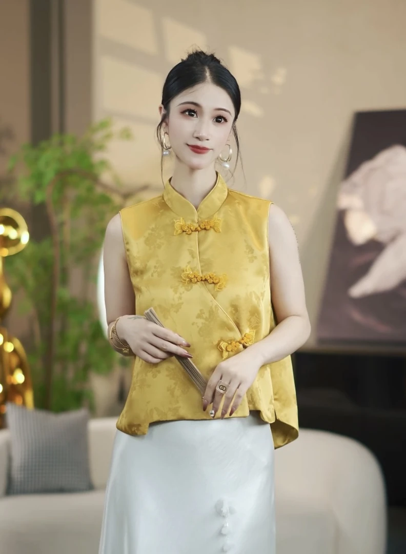 3774新国潮一字扣马甲