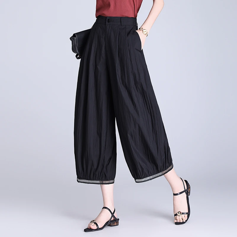 轻薄灯笼裤空气裤女夏季薄款韩版休闲宽松时尚阔腿裤高腰八分裤