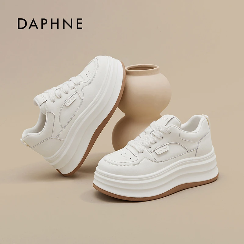 Daphne/达芙妮2025新款女厚底小白鞋增高显腿瘦女鞋百搭休闲鞋女L