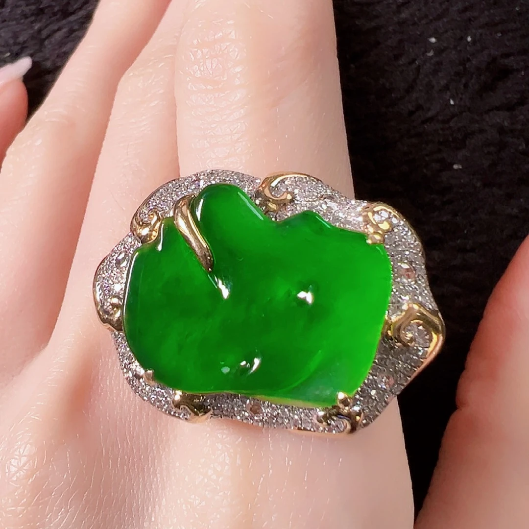 翡翠18K金镶嵌戒指签收后24小时鉴赏期