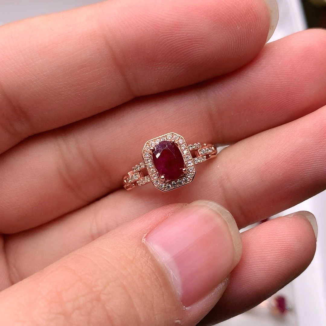 红宝石戒指银S925镶嵌