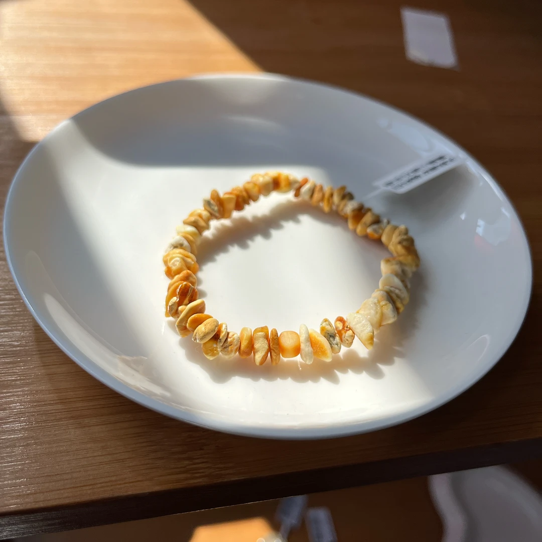 天然原矿俄料白蜜蜡小原石手串4-5克