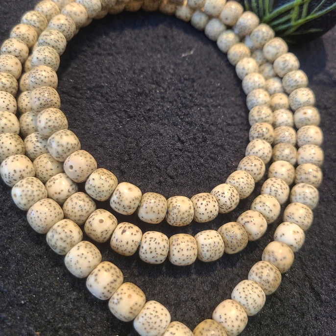 海南原生态高油绿皮子星月菩提8*9 108老型桶珠文玩串