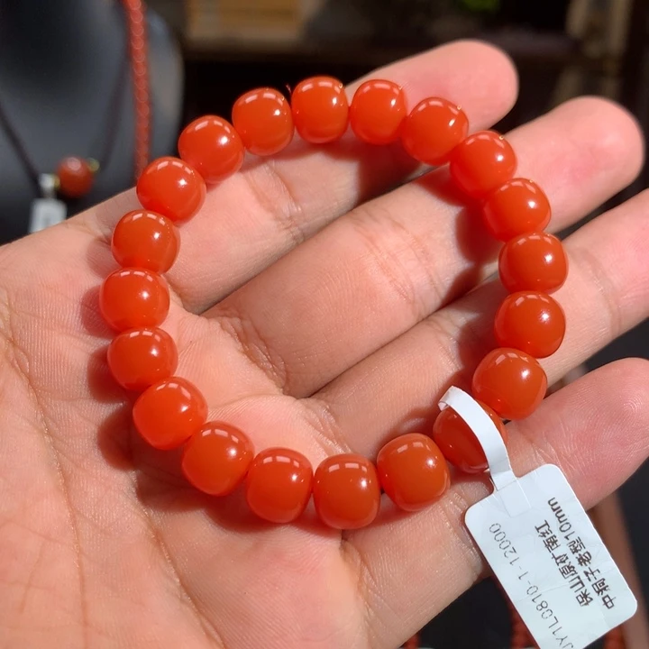 未镶嵌单圈南红玛瑙10mm➕中洞子柿子红