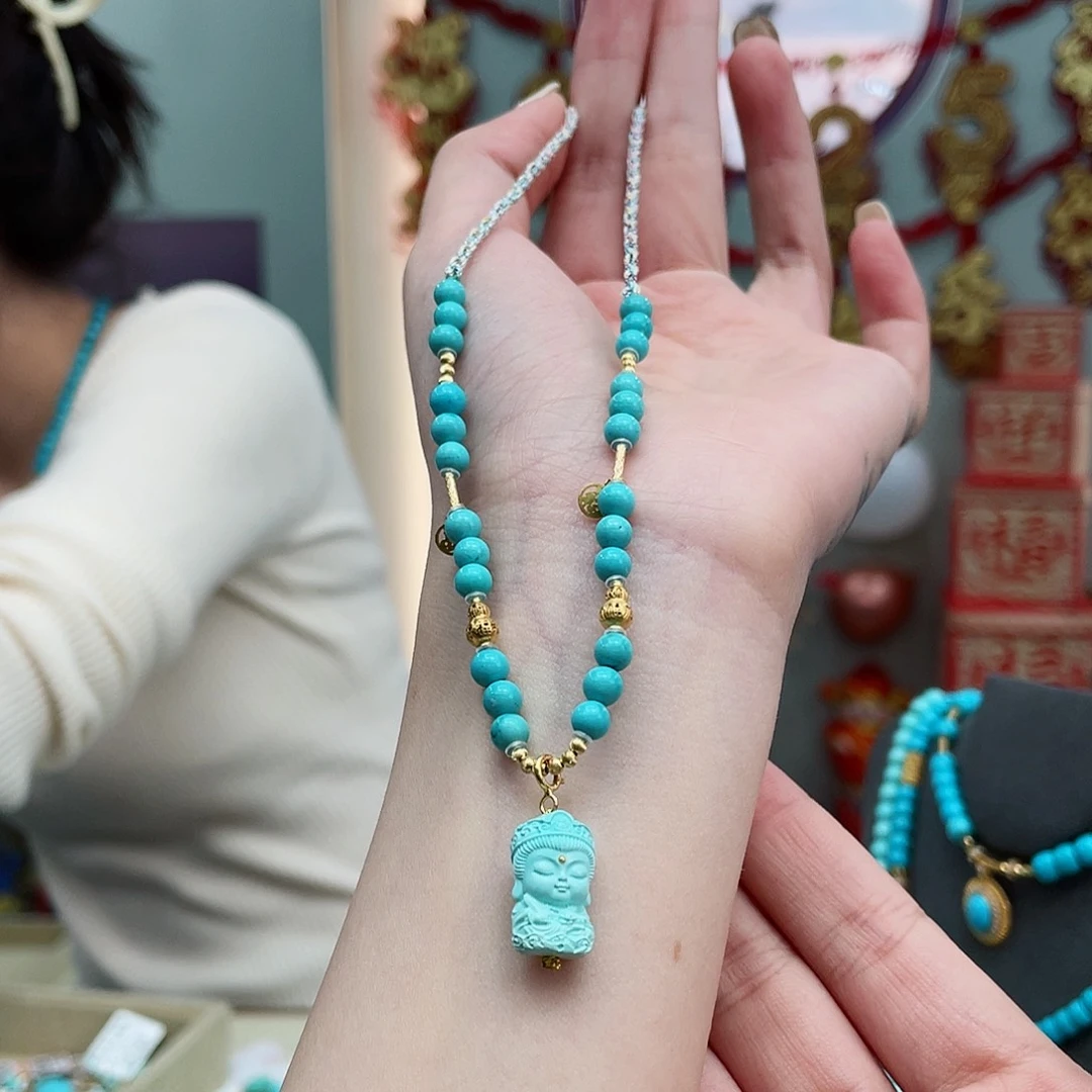 绿松石颈饰18K金镶嵌