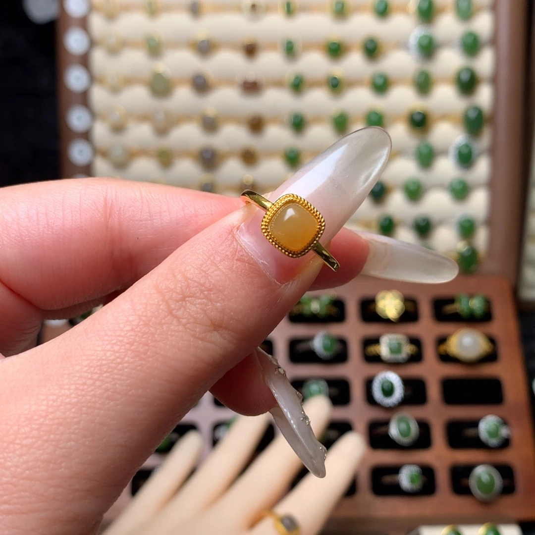 和田玉银S925镶嵌戒指