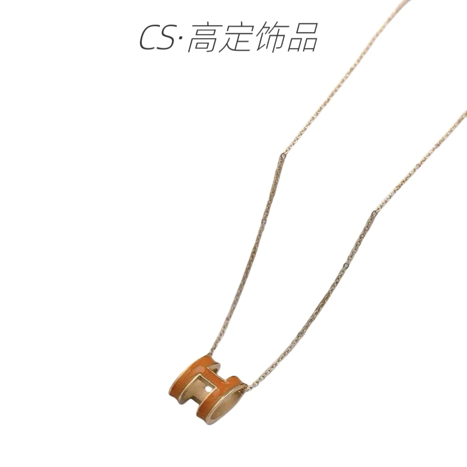 钛钢项链 X28环形H字母坠链气质时尚简约经典项坠女士经典百搭