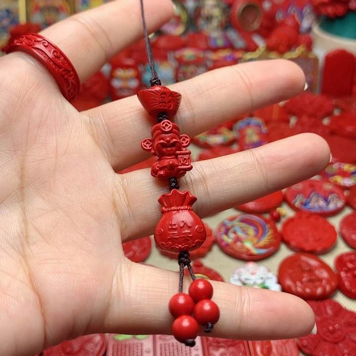 天然辰砂工艺品朱砂手机坠