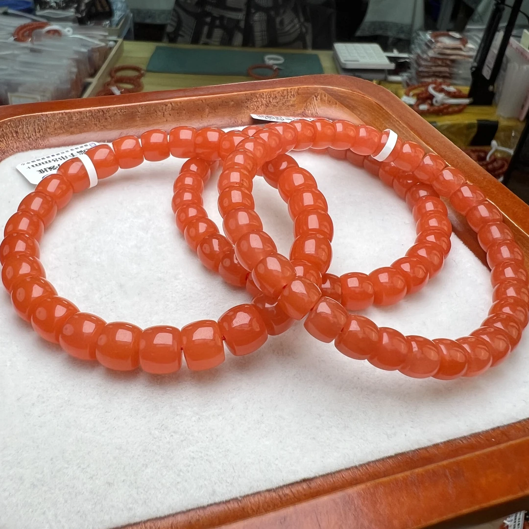 【小刘南红】保山南红滴水洞（云端）直切单圈手串8mm 多样性发一