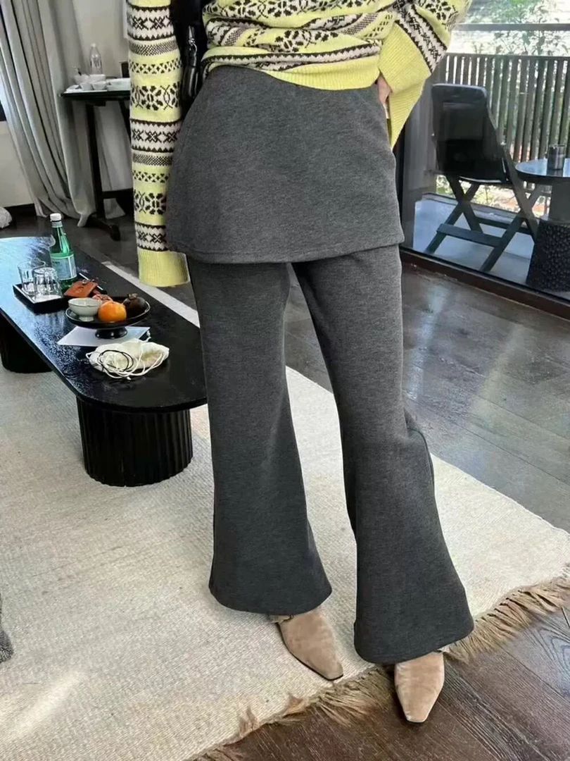 ONE77 shop 假两件屁帘微喇裤