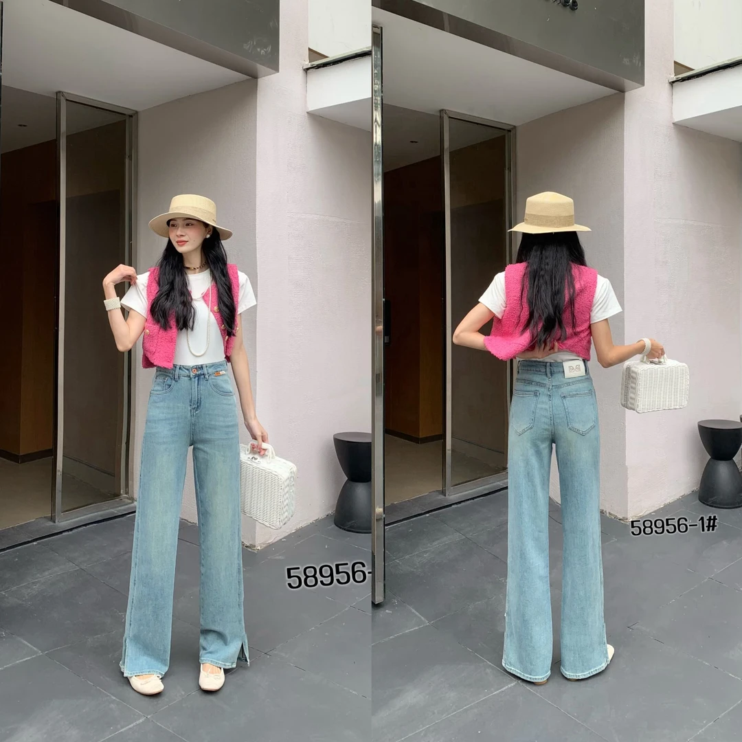 58956阔腿开叉个性2025夏季牛仔裤时尚