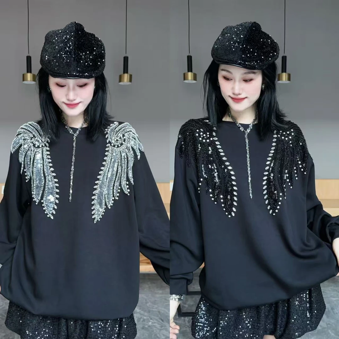 【YJ·高定】2025早秋新款设计感宽松百搭高弹显瘦卫衣女 YY3172