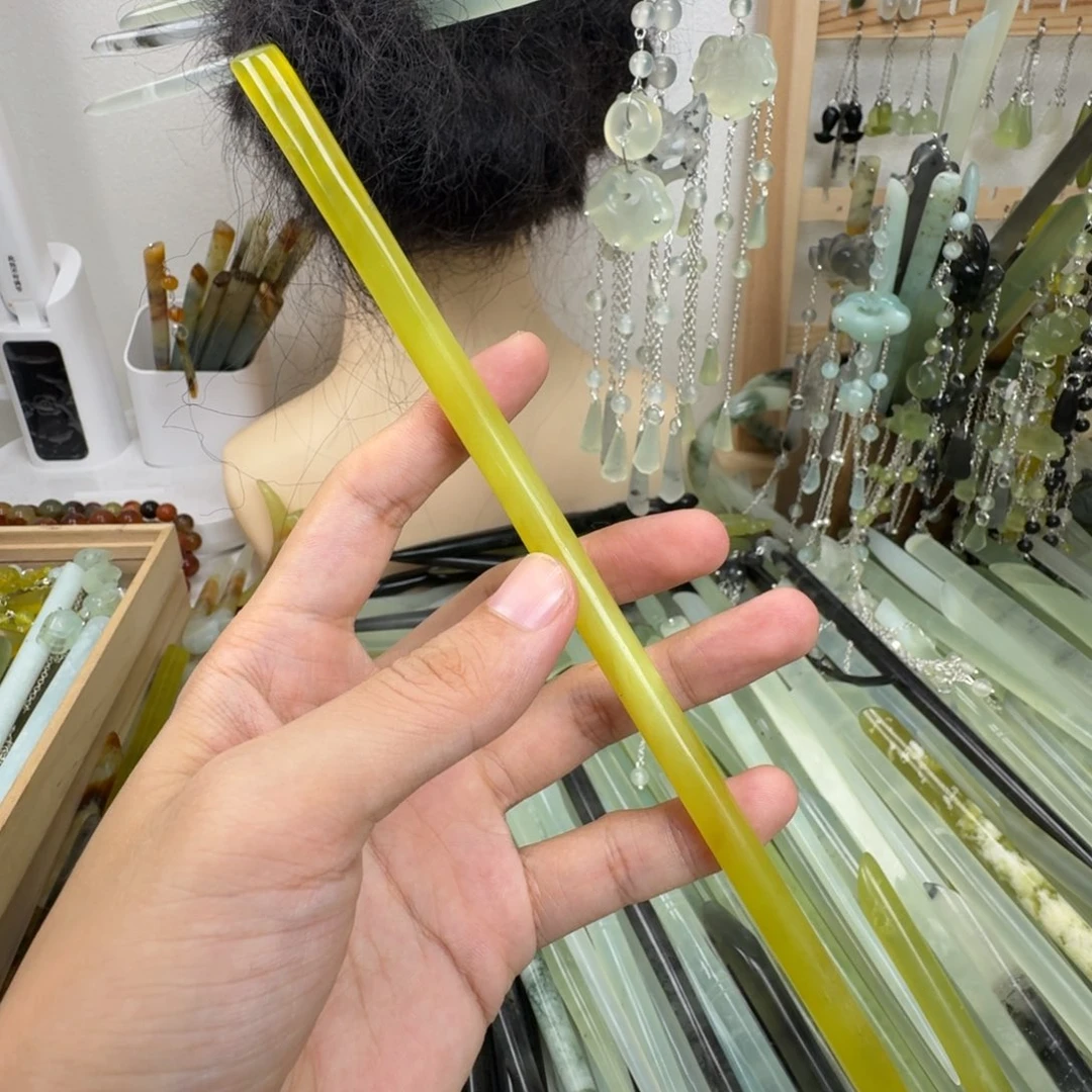 合金蛇纹石玉发饰