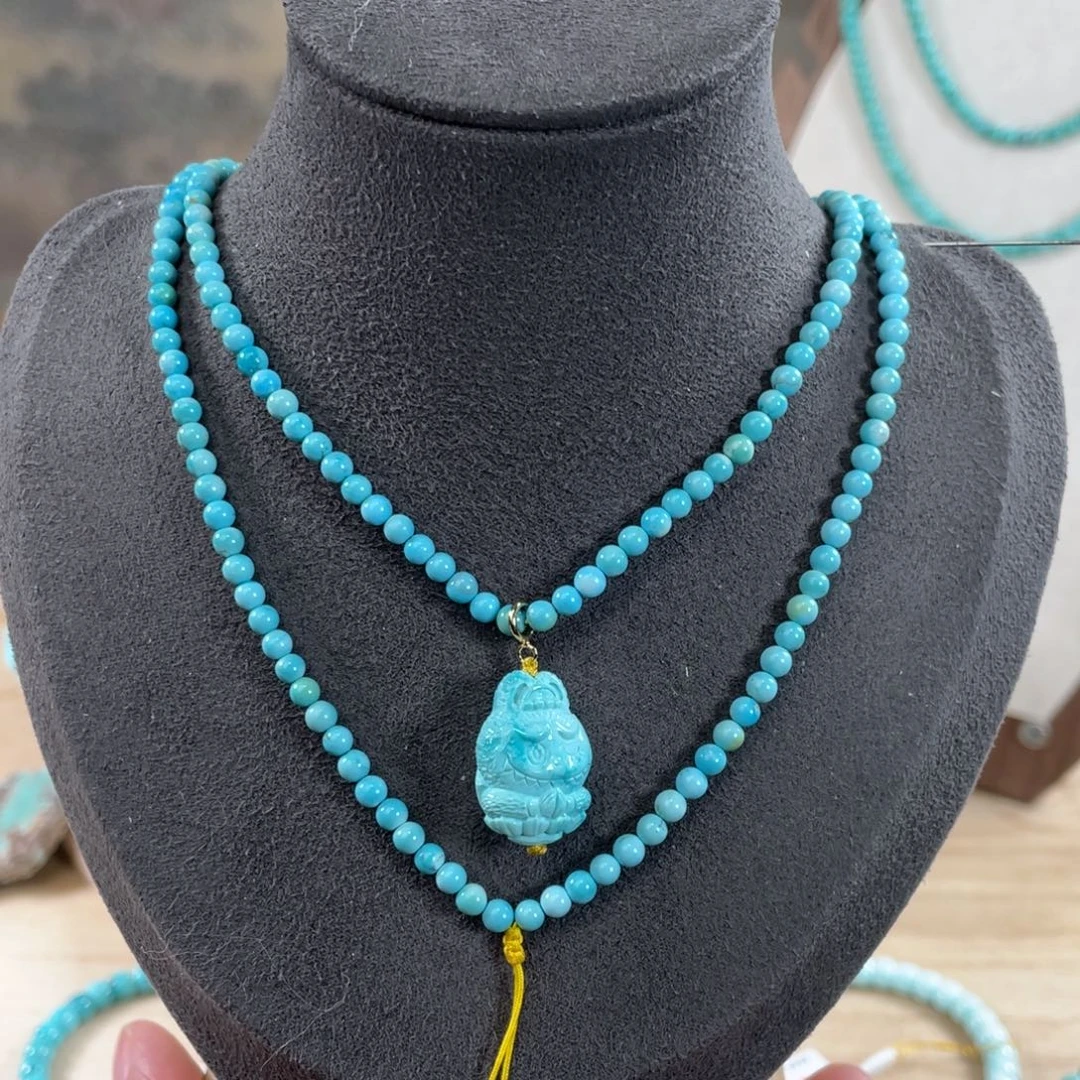 绿松石未镶嵌套链3.5精品圆珠套链