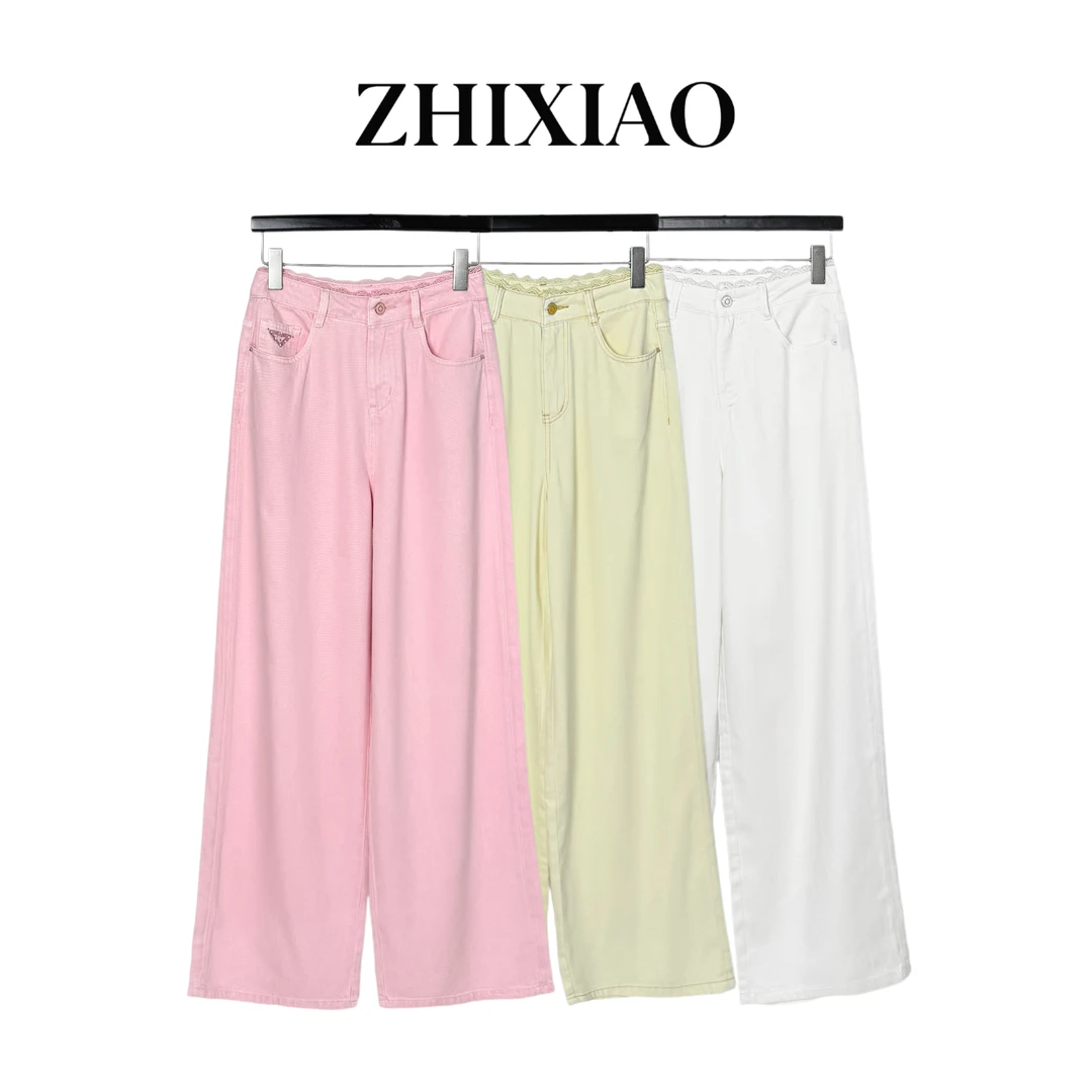 【ZHIXIAO】夏季新款：腰头拼接牛仔裤1601-1