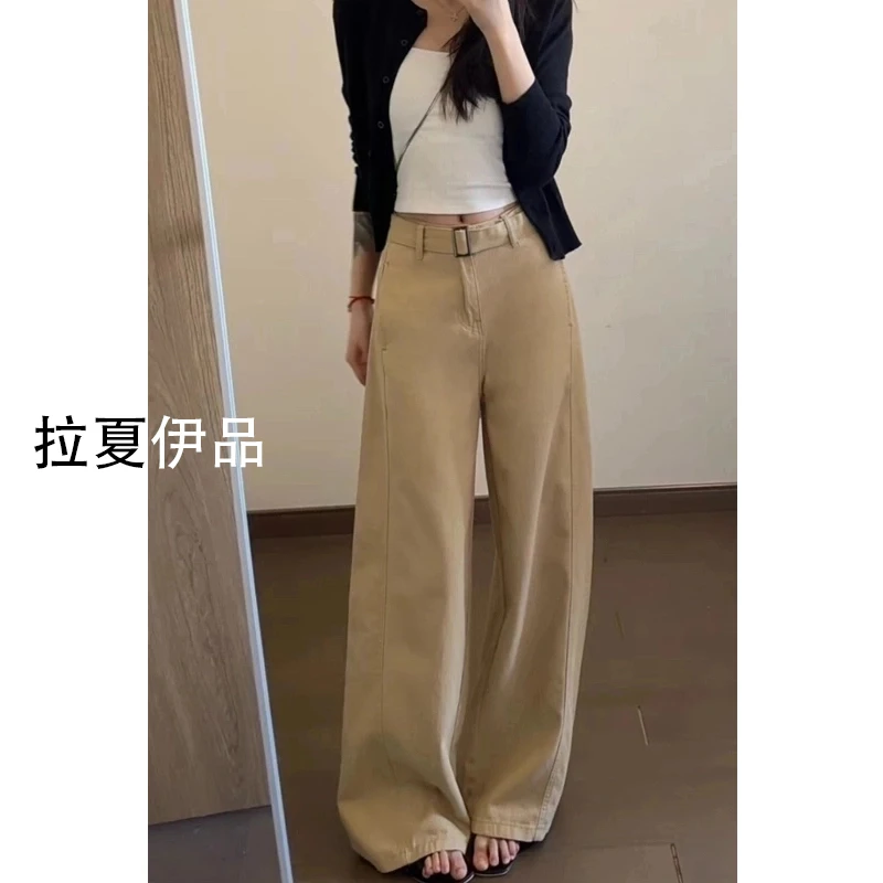 大码胖mm定制2025秋冬新款高腰牛仔裤女宽松显瘦休闲阔腿裤配腰带