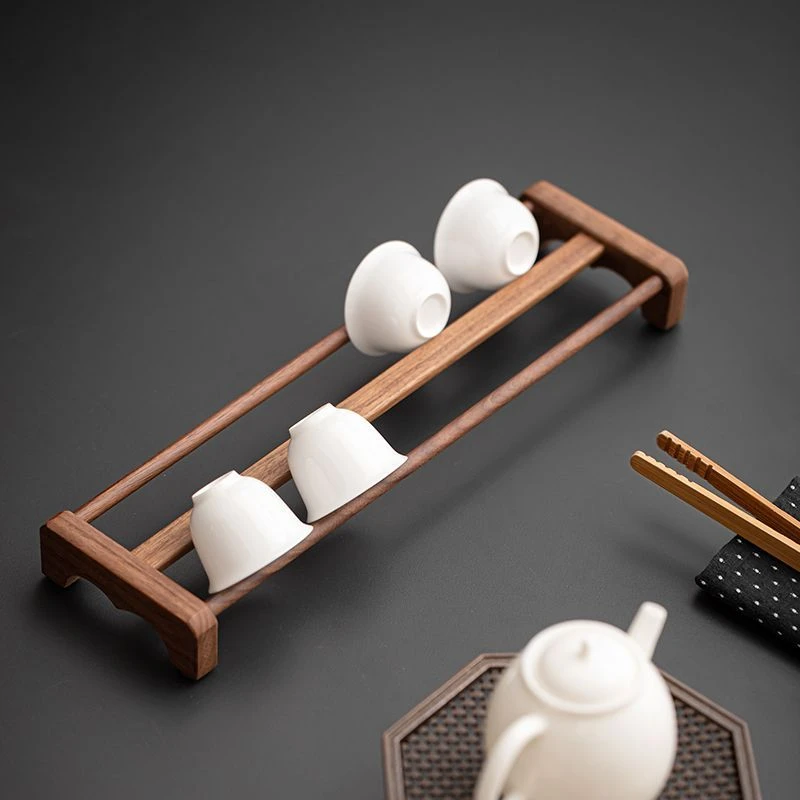 胡桃实木茶杯架茶杯收纳架子杯子晾干沥水置物架功夫茶盘茶道配件