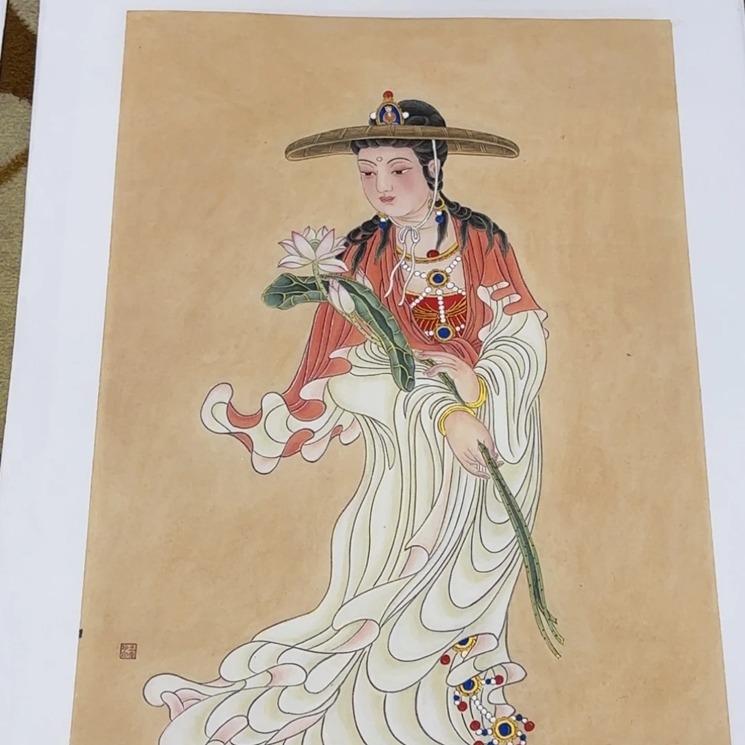 半***雨国画四尺三开人物艺