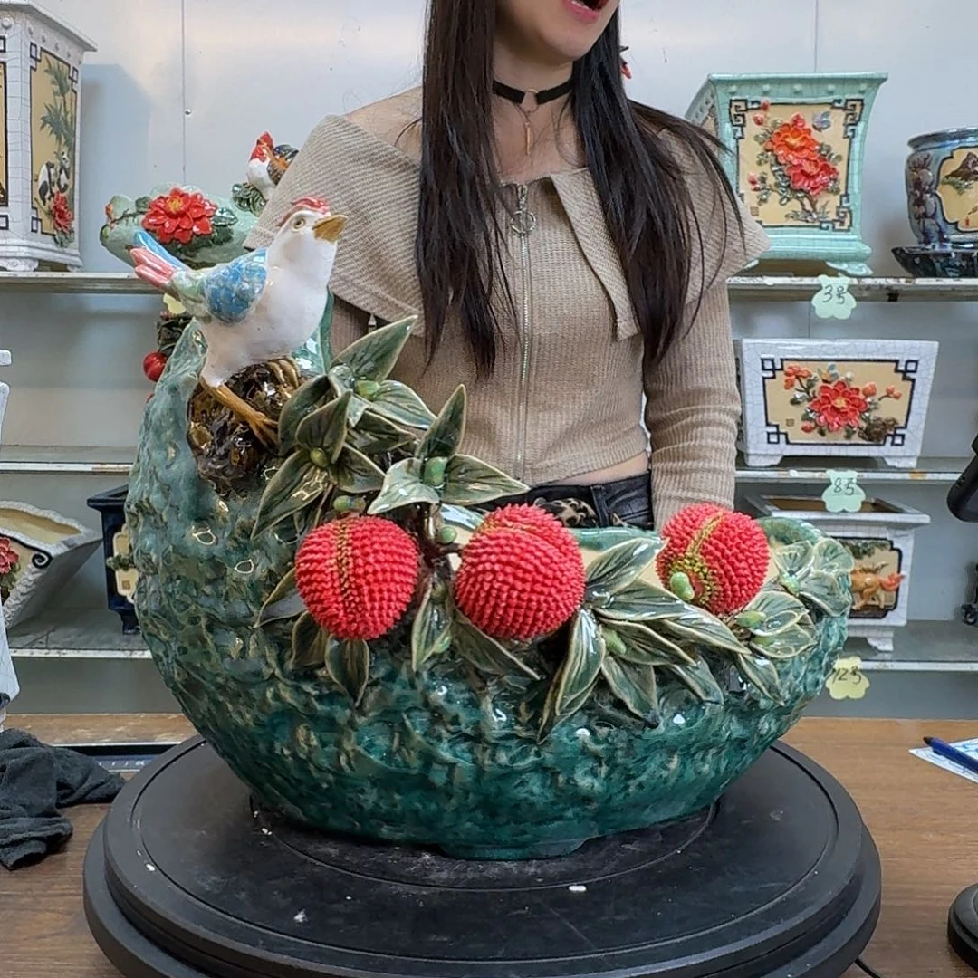 蓝***鸟无花朵内径34×24深度10