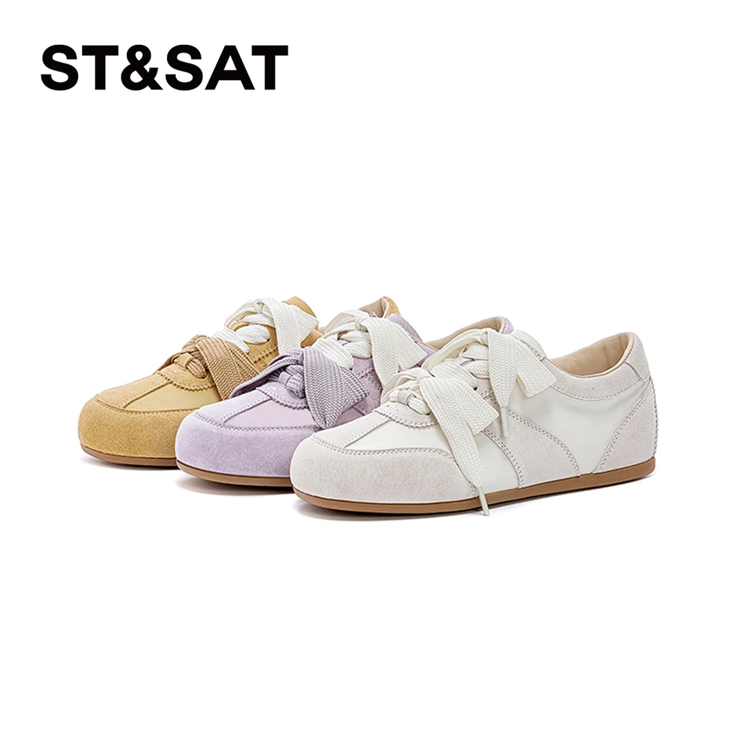 星期六德训鞋女款2025春季新款时尚潮流百搭复古休闲板鞋阿甘鞋