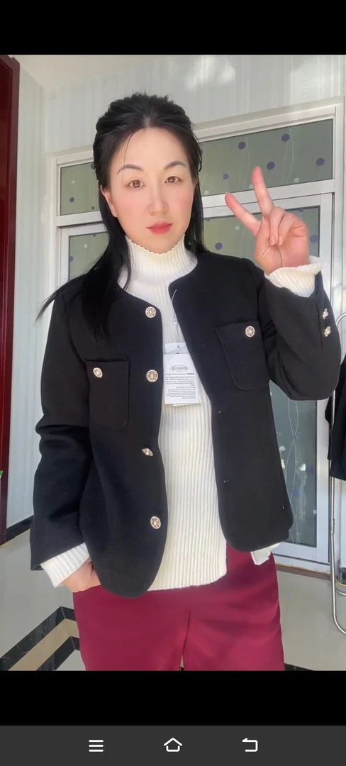 小香风圆领单排扣短款加里衬外套女2025春新品23008