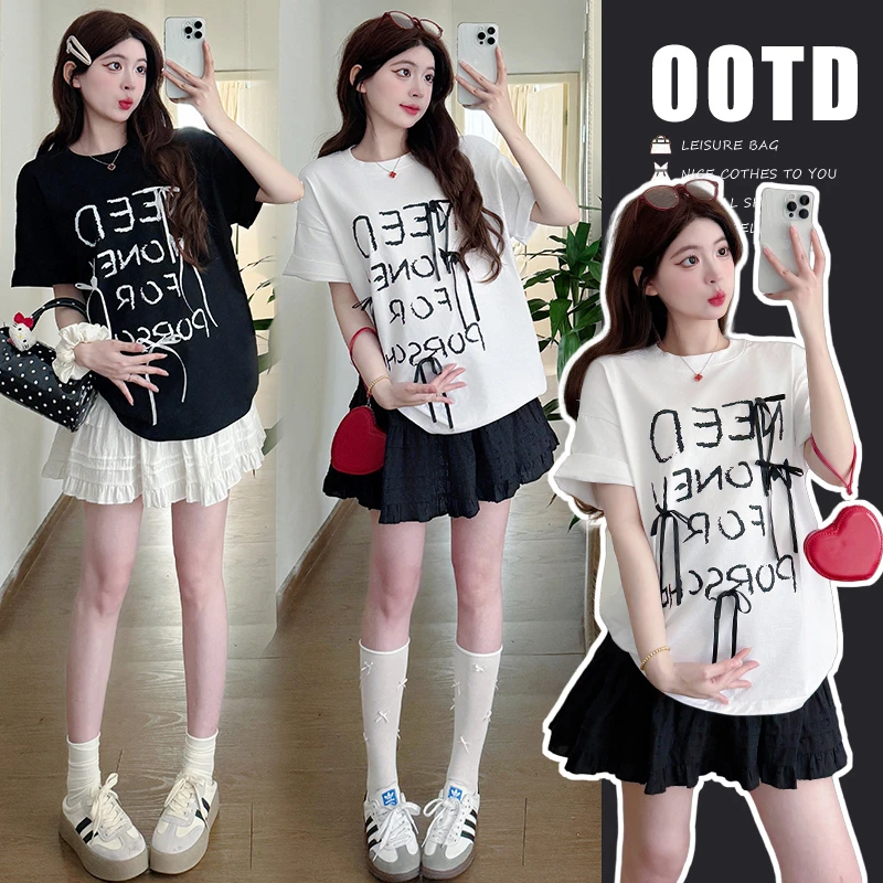 孕妇2025新款连衣裙夏季短裙小个子高级感两件套穿搭时尚T恤套装