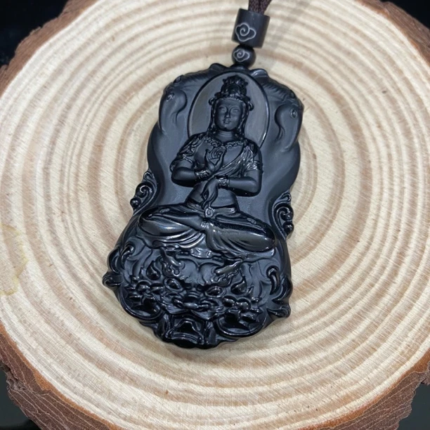 712579和田玉墨玉文殊菩萨画牌