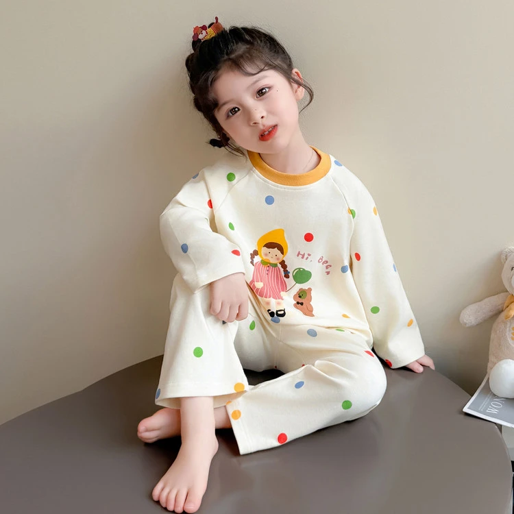 女孩纯棉睡衣儿童春秋季新款女童公主长袖卡通套装秋冬宝宝家居服