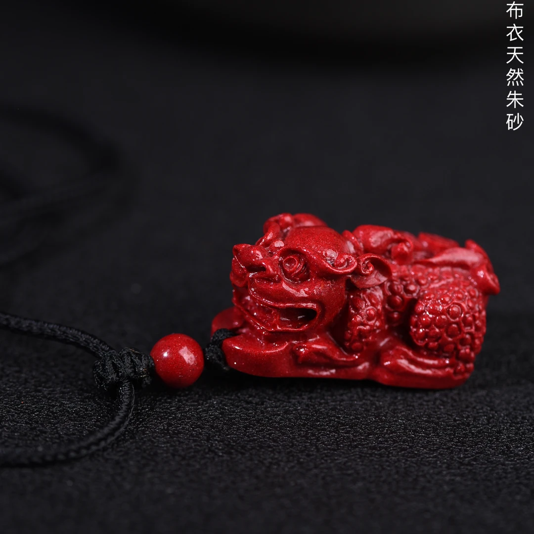 天然辰砂天然朱砂高含量红晶砂貔貅挂件