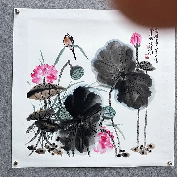 书法贾老师荷花四尺斗方