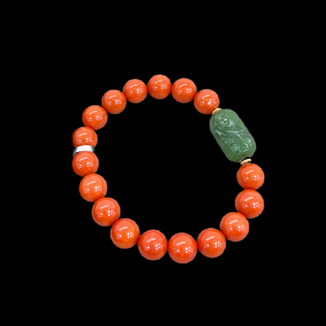 4676-南红18K手串孤品