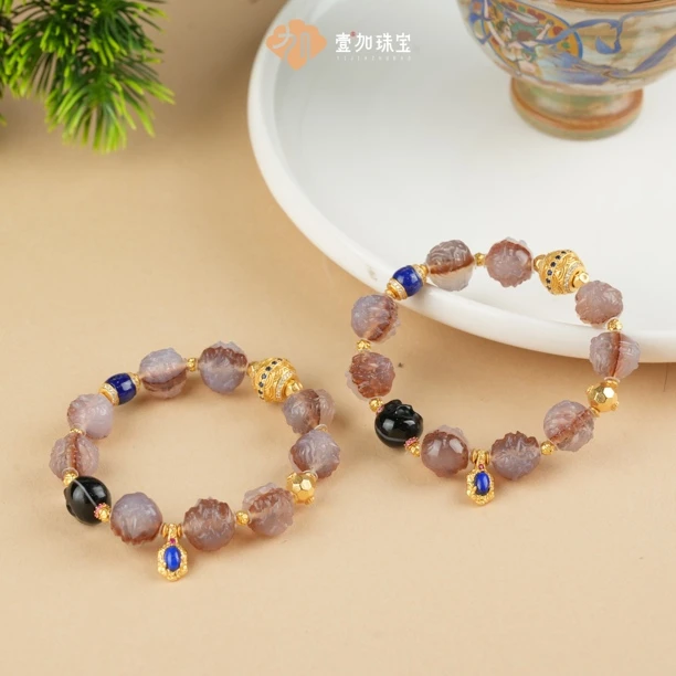 壹加田田｜手工设计砂砂大黑天玛瑙多宝手串多样性发一6982N