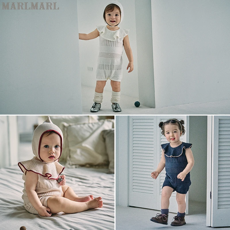 MARLMARL女童日本制连体衣夏季针织宝宝哈衣knit frill rompers