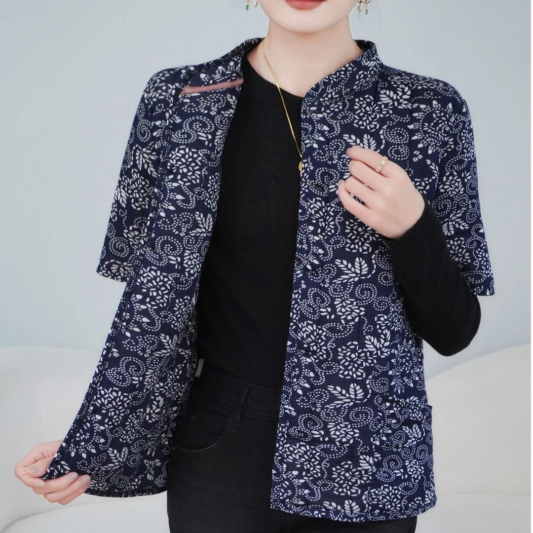 品质好物【半袖棉袄】三层双面花型棉袄碎花半袖百搭妈妈棉袄半袖