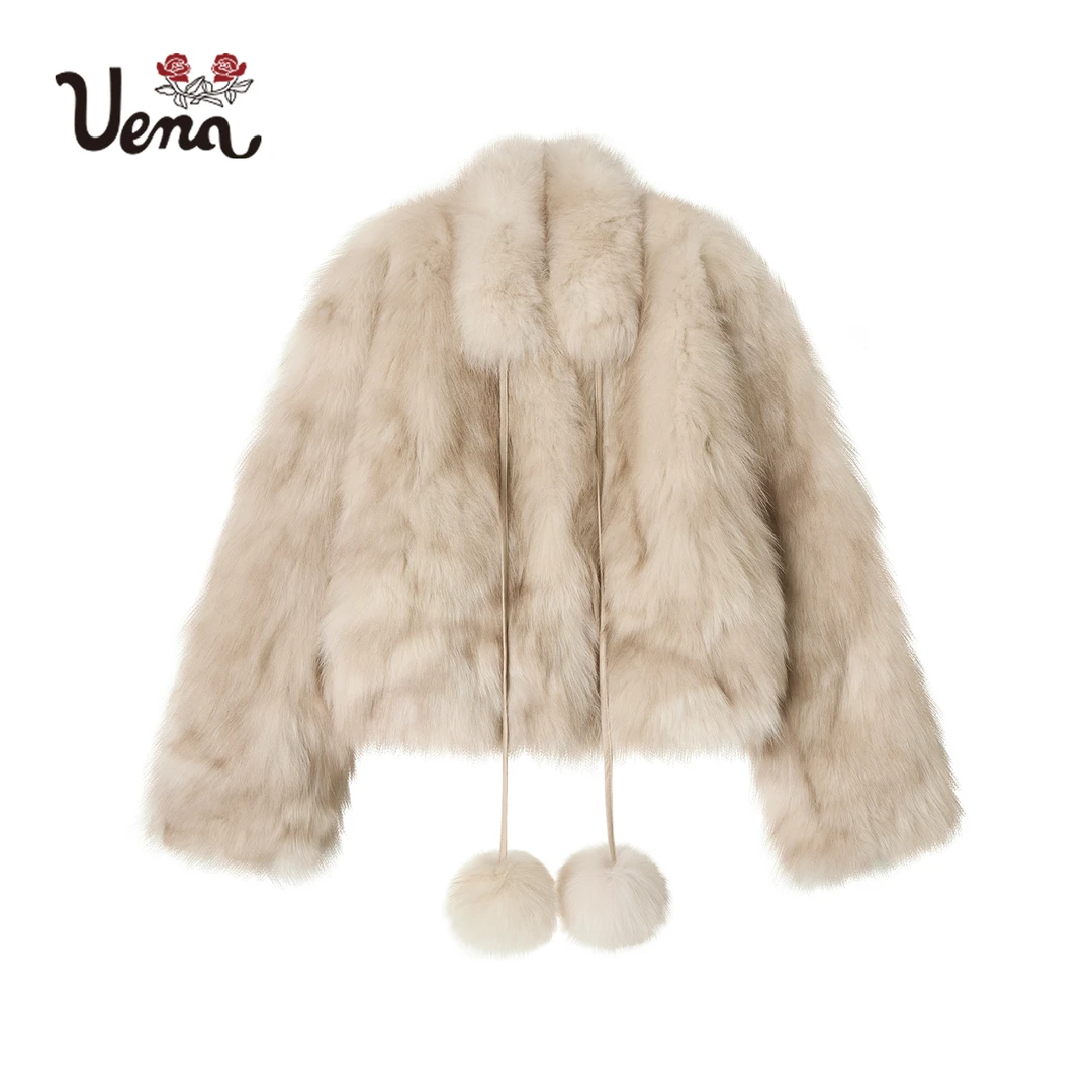 【赫尔辛基】Uena整皮腹毛高奢贵气感狐狸毛晕染皮草外套女附围脖