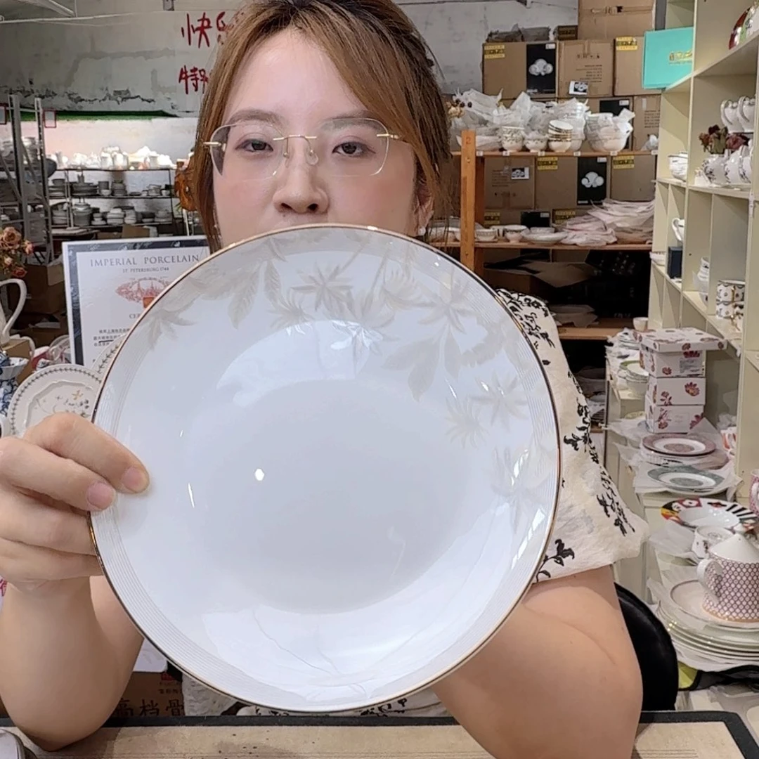 瓷高骨瓷8英寸月光盘20cm4个外贸骨瓷
