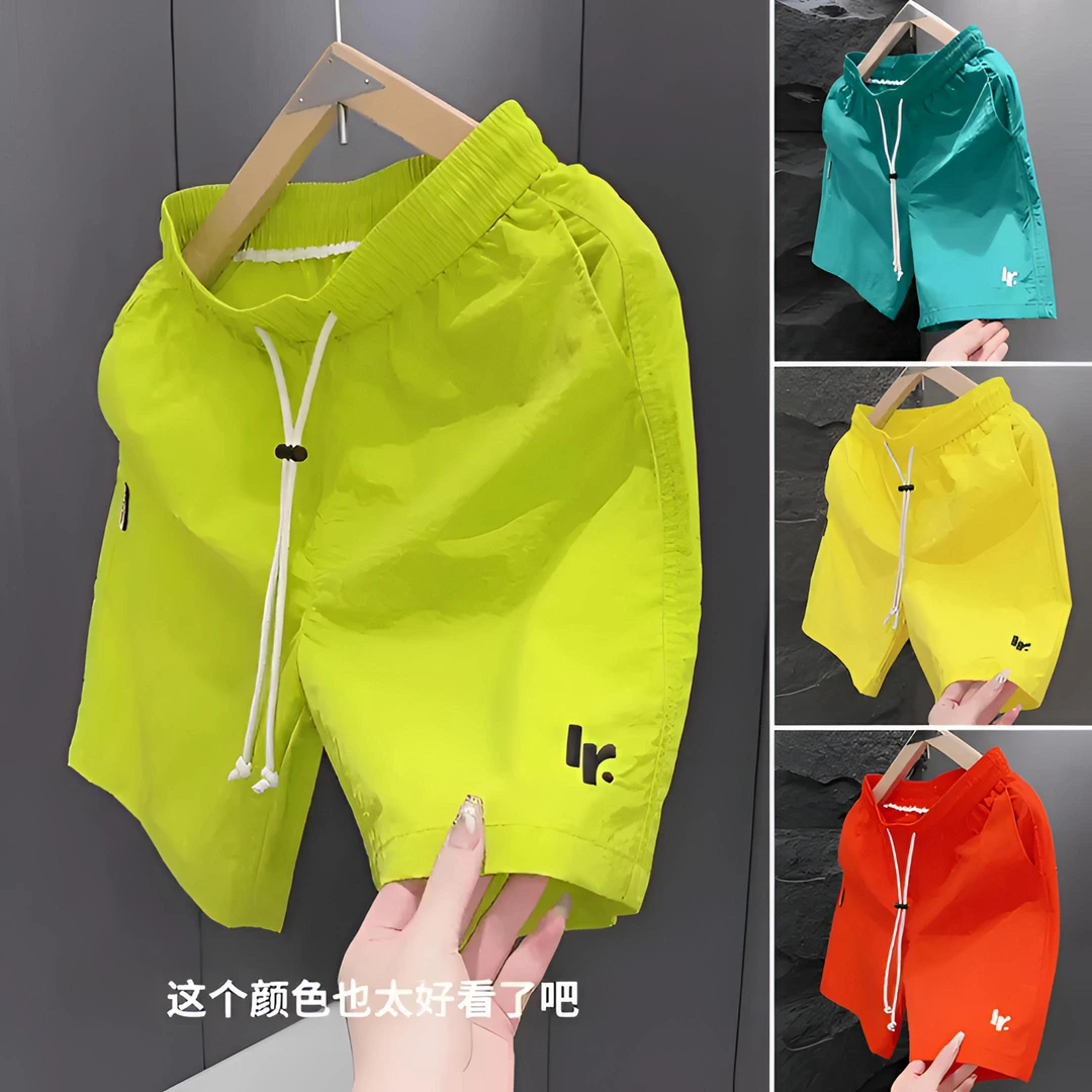 潮流夏季薄款速干休闲裤时尚宽松男女五分糖果色透气沙滩短裤青