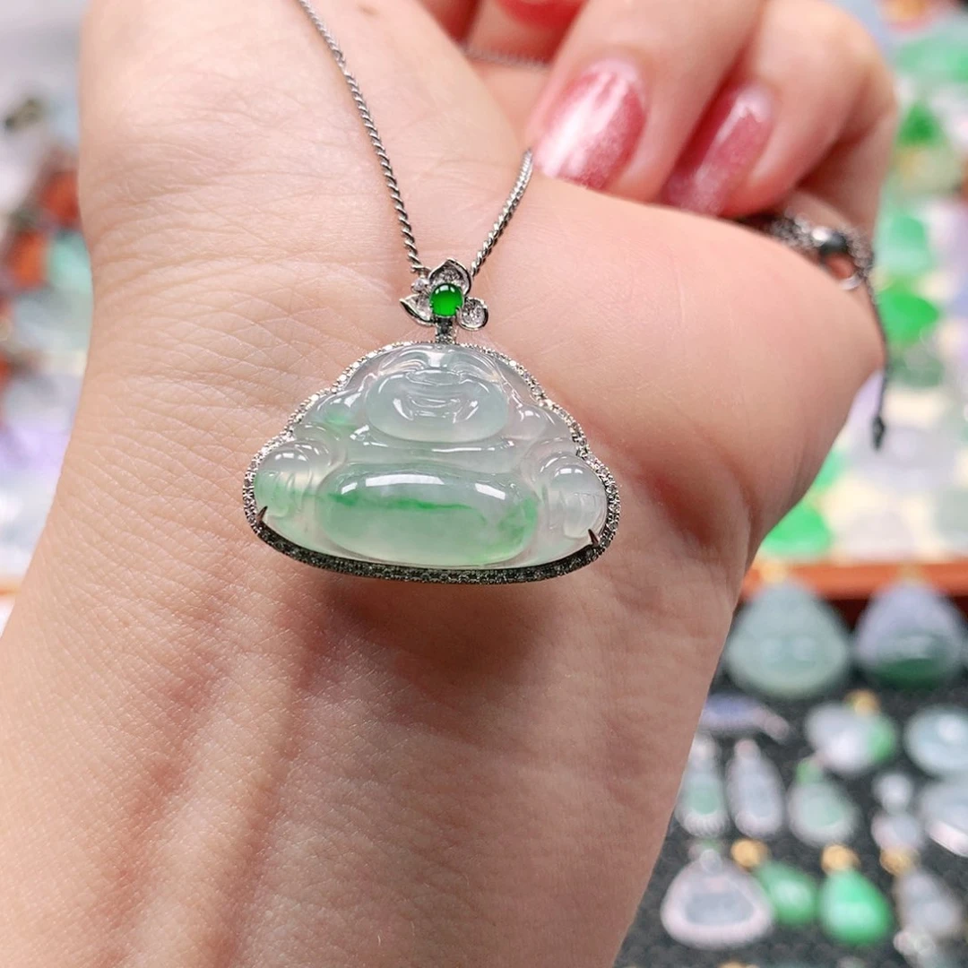 翡翠18K金镶嵌吊坠(不含链)