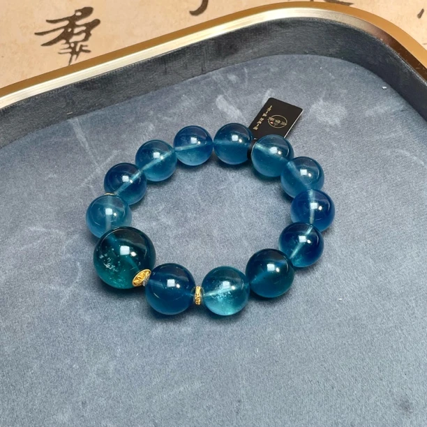 合成/培育D2866Y  海蓝宝手串